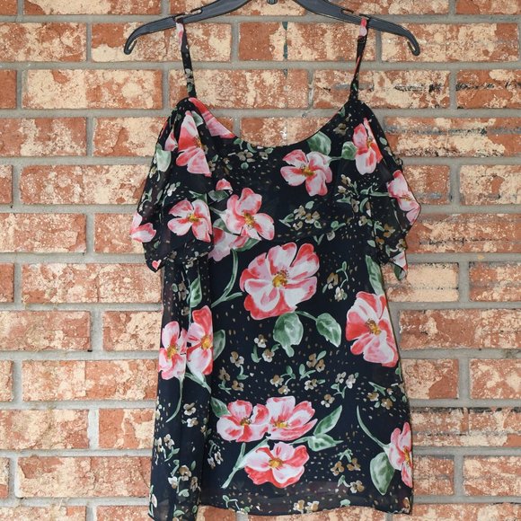 CAbi Tops - CAbi Multicolored Cold Shoulder Top
